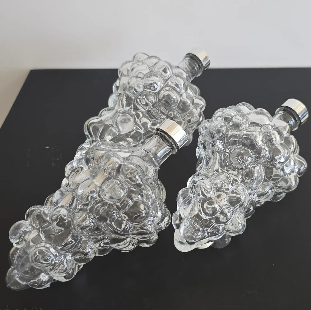 Grape Cluster Glass Bottles (Set Of 3) Made In France, approx. 6